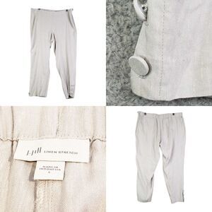 J Jill Pants Women’s Large L Straight Leg Side Zip Crop Linen Khaki Tan Resort